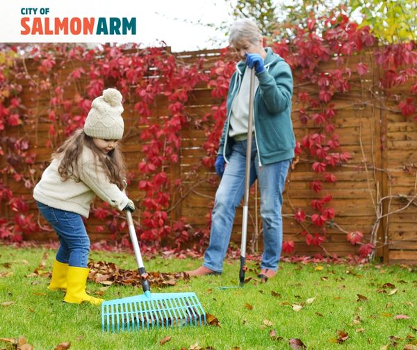 yard waste collection, people raking leaves